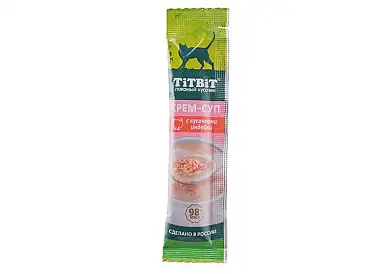 TITBIT Лакомства для кошек крем-суп с кусочками индейки