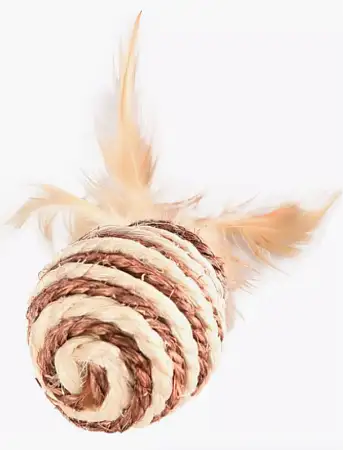 Купить petstar игрушка для кошек МЯЧИК сизалевый, с пером шоу 